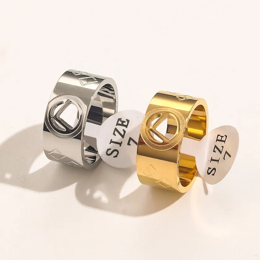 Wedding Love Ring Designer Marka Biżuterii Świąteczny nowy zespół Pierścień urodzinowy biżuteria 18k złota platowana stal nierdzewna pierścień