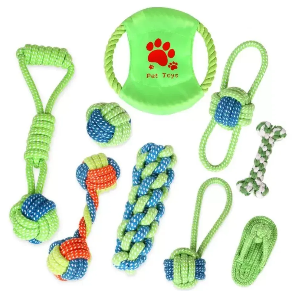 Kapetgo 10 stuks hondenspeelgoed puppy speelgoed vanaf 8 weken kleine hond interactief touw speelgoed onverwoestbaar stoer puppy kauwspeelgoed, cadeau voor kleine honden (vosset