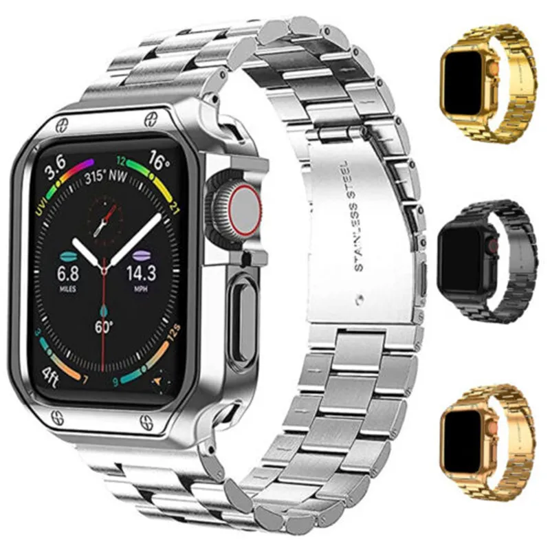 För Apple Watch Ultra Series 8 7 6 5 4 Mod Kit Armor Protective Case rostfritt stål Bandband Cover 41mm 45mm 49mm