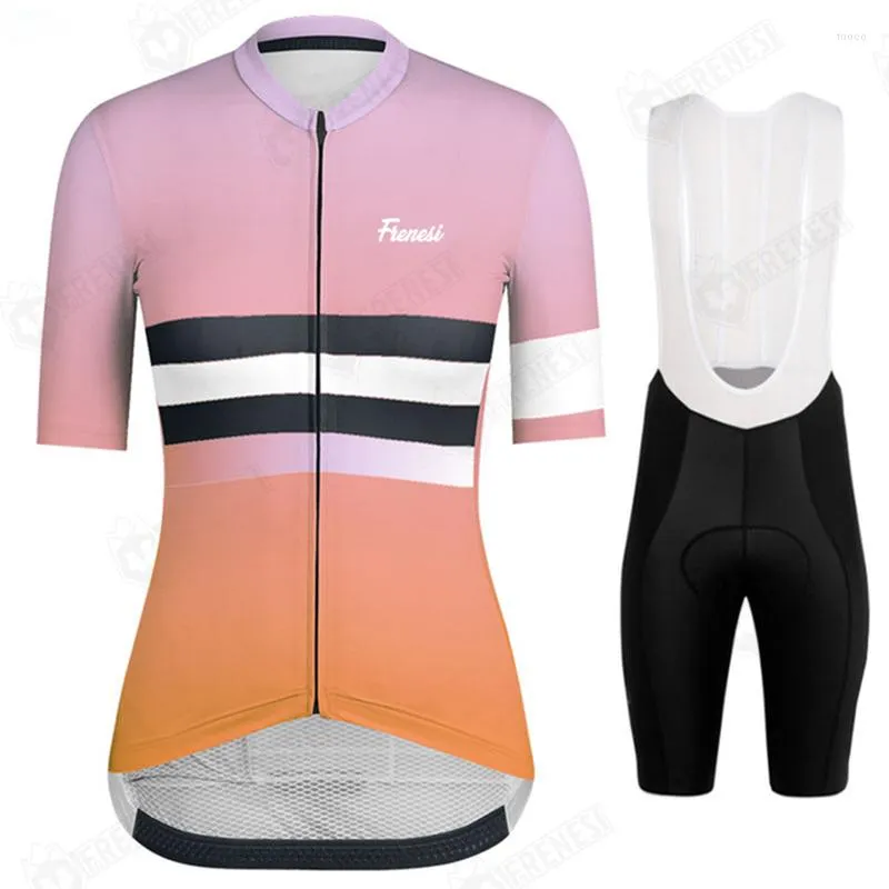 Racingjackor 2023 Frenesi Women Summer Short Sleeve Cycling Jersey Bicycle Road Gel Shirts Outdoor Sports Ropa Ciclismo Bike Clothing