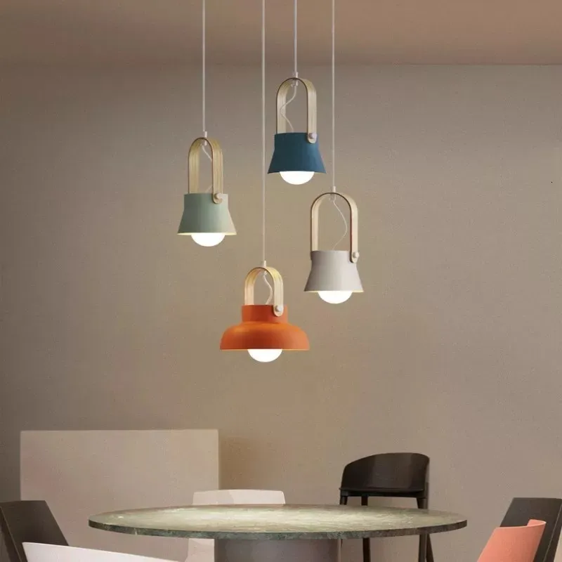 Other Home Garden Nordic Pendant Lights Macaron Colorful Kitchen Decor hanging Lamps Bedroom Restaurant Hanging Lamp Indoor Light Fixtures 230419