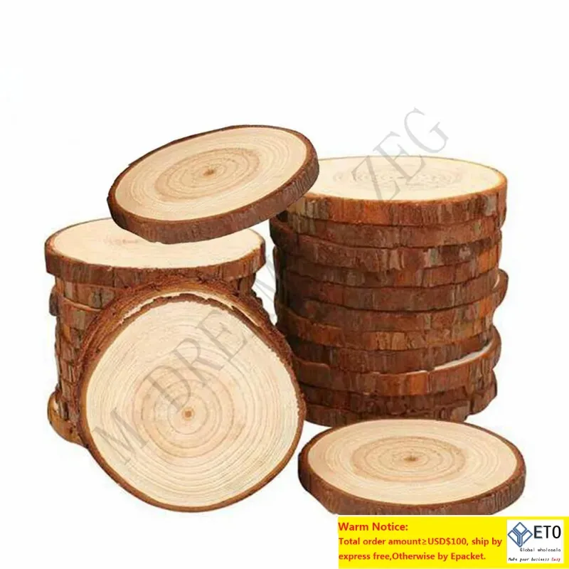 Adornos navideños de madera DIY, pequeños discos de madera Natural, círculos, pintura redonda, rodajas de pino con agujeros, suministros para fiestas