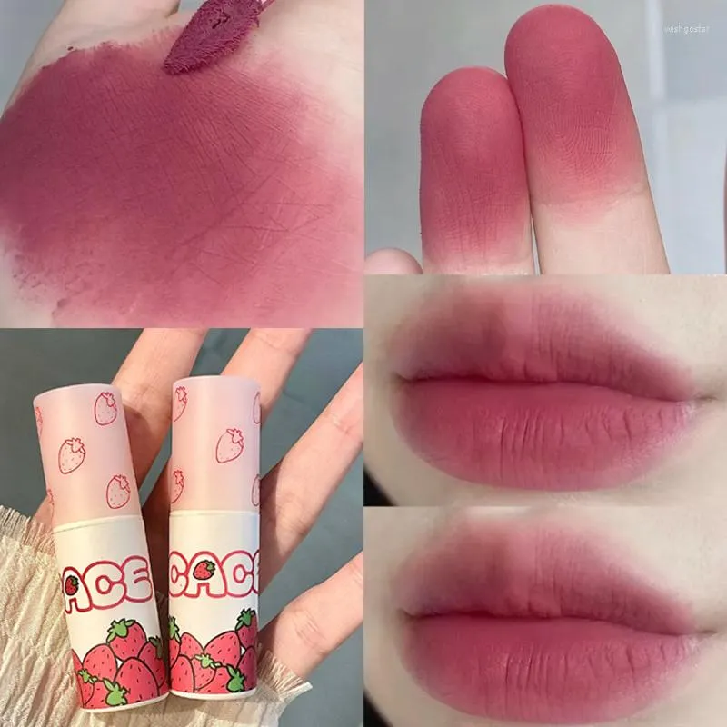 Brillant à lèvres 6 couleurs fraise mat imperméable velours rouge nu liquide rouge à lèvres durable tasse antiadhésive boue maquillage cosmétiques