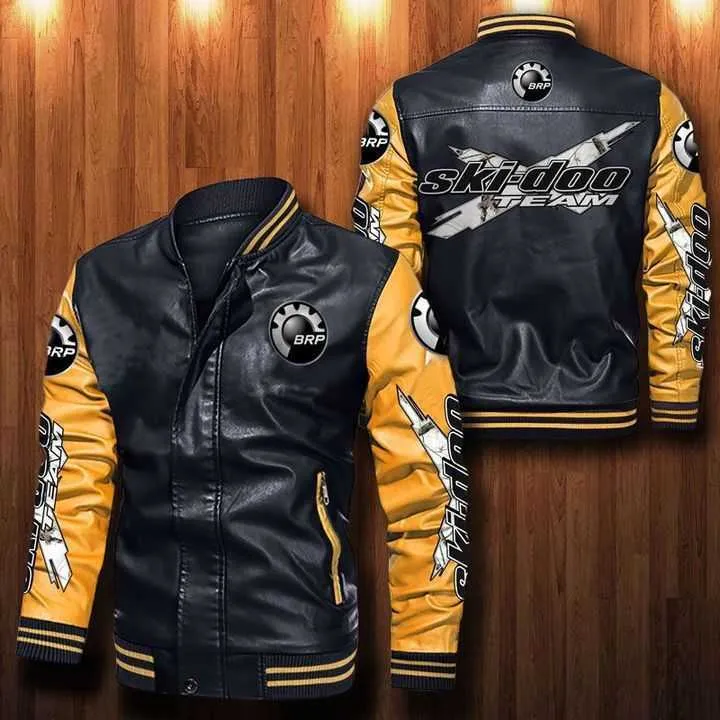 Leather jacket with cotton sleeves clearance