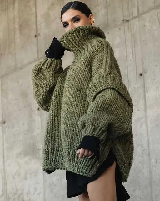 Chunky oversized turtleneck sweater deals