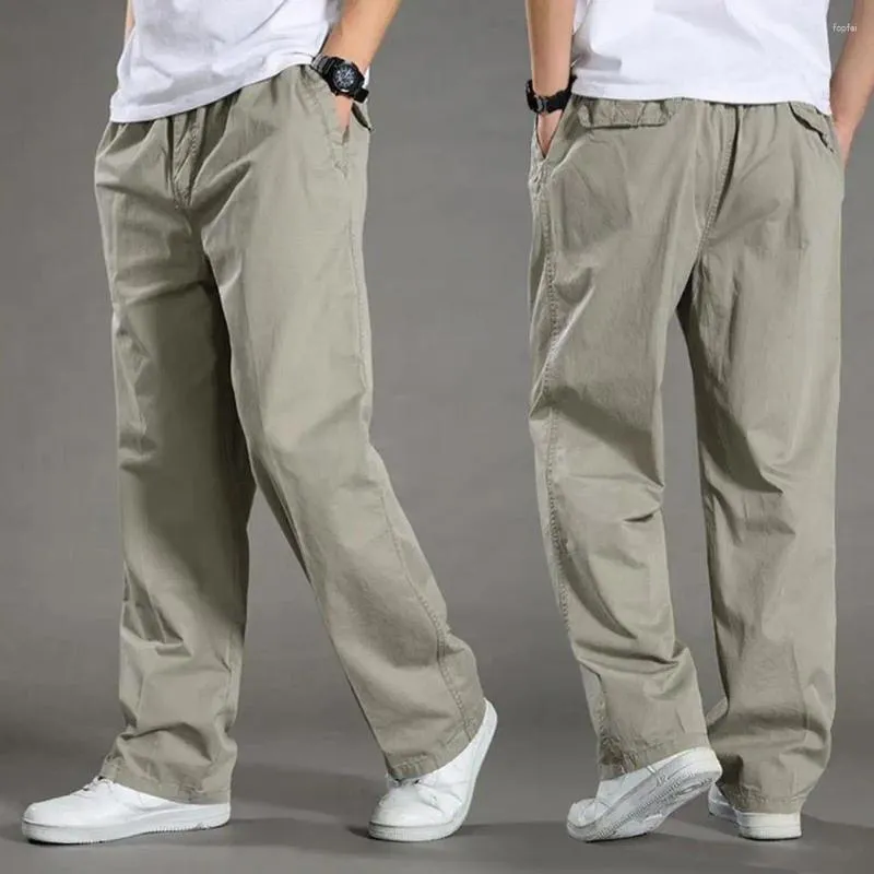 Men's Pants Men Wide Leg Versatile Cargo Stylish Spring/fall Trousers With Elastic Waist Drawstring Ample For Casual