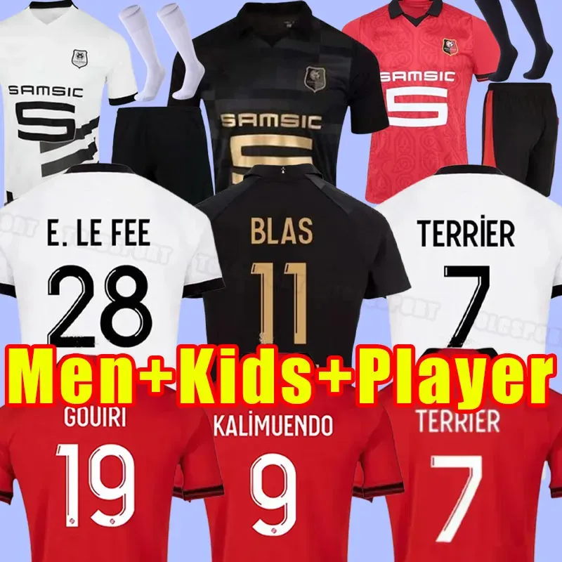 Pełny zestaw Stade Rennais 23/24 Koszulki piłkarskie Rennes Maillot 2023 2024 Sulemana Bourigeaud Terrier Guirassy Aguerd Traore Football T Shirt Men Kids Fan Player 12h