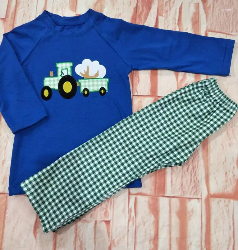 Kläder sätter butik baby pojke kläder outfit bil mönster blå färg topp barn set småbarn kostymer