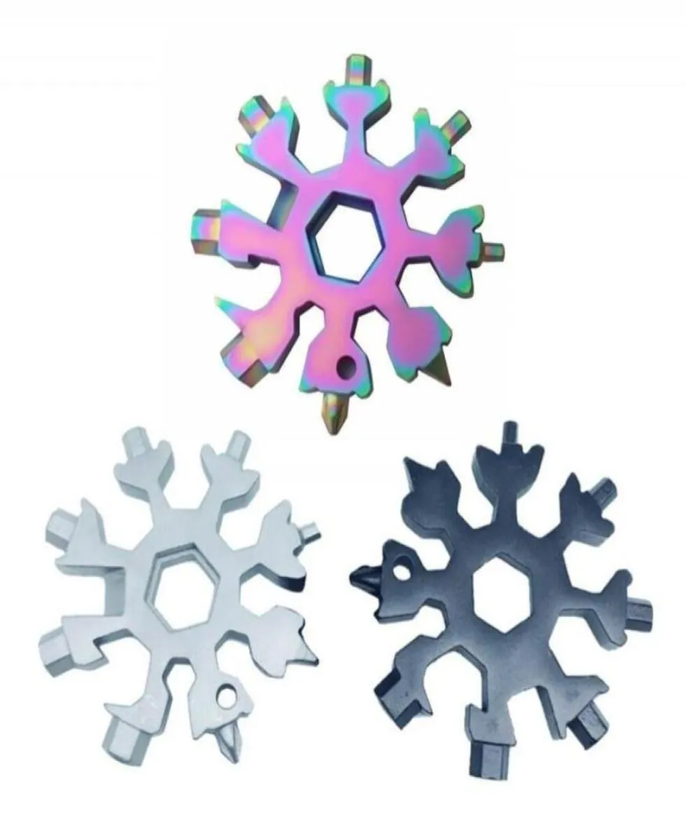 18in1 Snowflake Multitool rostfritt stål multitool -kortkombination Kompakt bärbara utomhusprodukter 18 i 1 snöflakverktyg C8212981