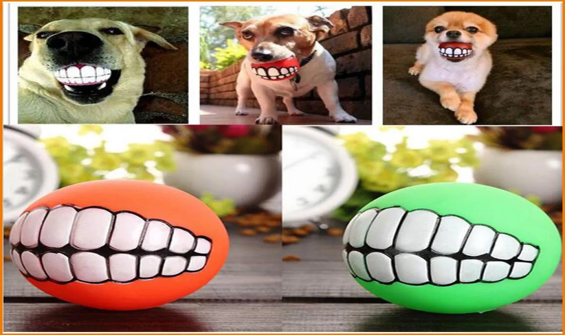 Mélanger la couleur balle pour animaux de compagnie drôle chien jouet coloré en caoutchouc balle ronde avec des dents motif chien balle à mâcher Toys8121726