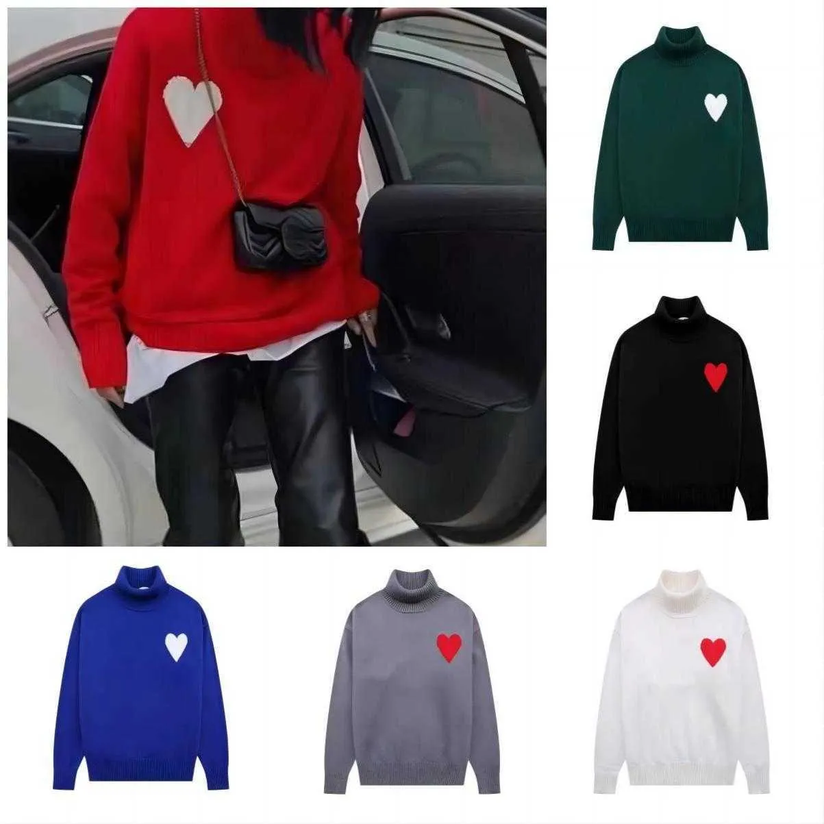 City Dames Hoodies Sweatshirts Amis Paris Dames Pullover Sweatshirt Nieuw Borduursel Burst Fleece Trui Rood Liefde Winter Trui met ronde hals Paar gebreide hoodies Wc