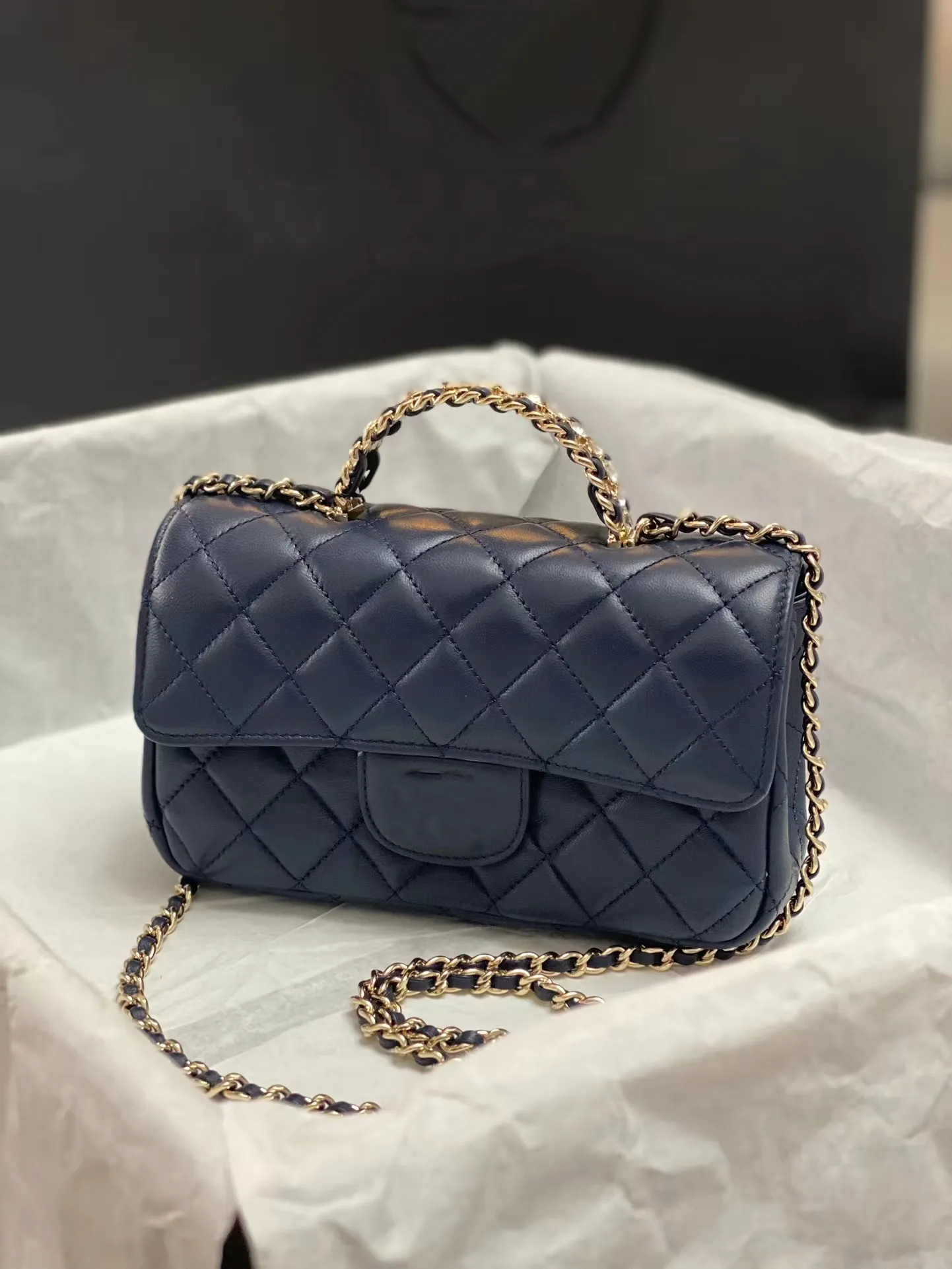 Navy designer handbag hotsell