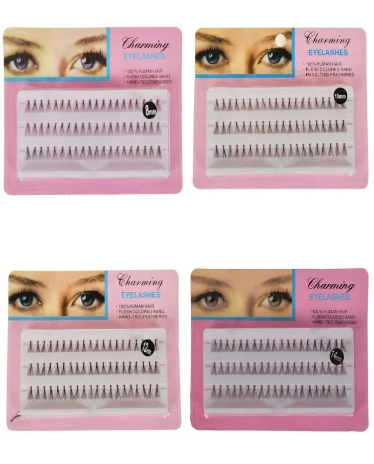 60pcsSet 8101214 mm Pestañas individuales Negro 6D Pestañas postizas naturales Extensión de racimo largo Maquillaje Beauty2116004