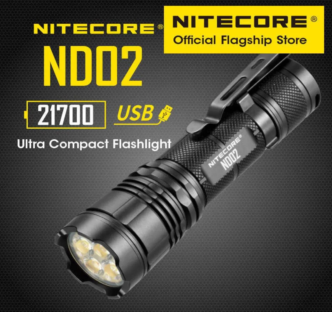 NITECORE ND02 Superhelles Licht, 2700 Lumen, Weitwinkel-Flutlicht, handlich, tragbar, USB-Direktladung, Astigmatismus-Taschenlampe, P0822296101