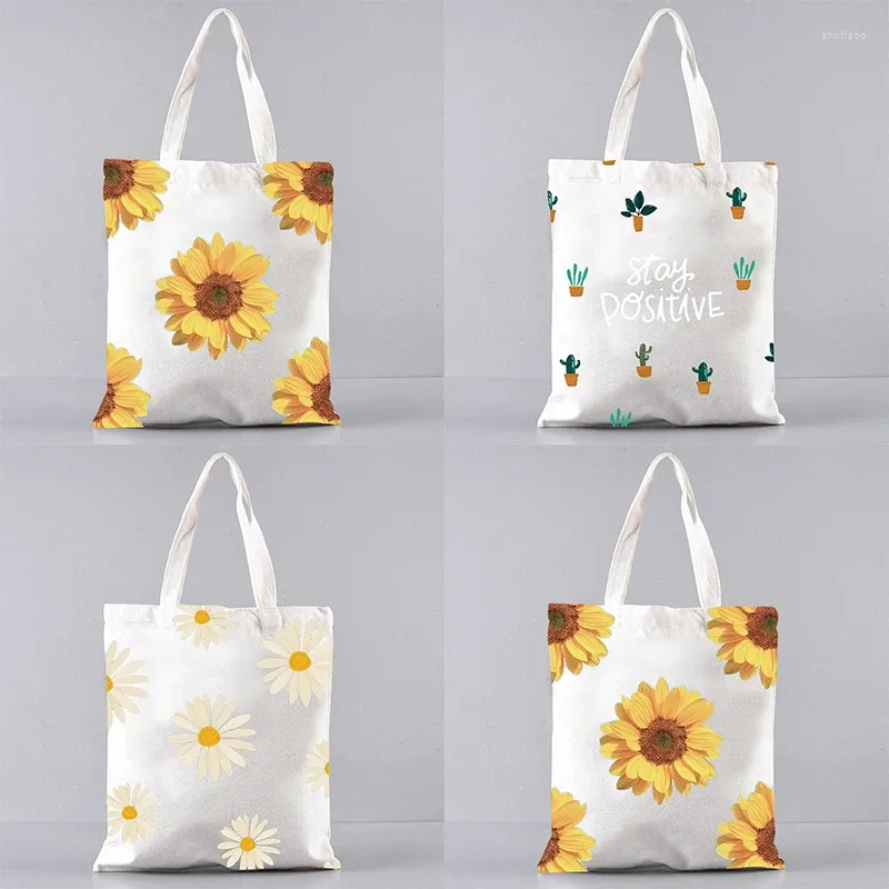 Borse per la spesa Borsa tote con fiori di girasole Borsa da donna lavabile in tela resistente ed ecologica