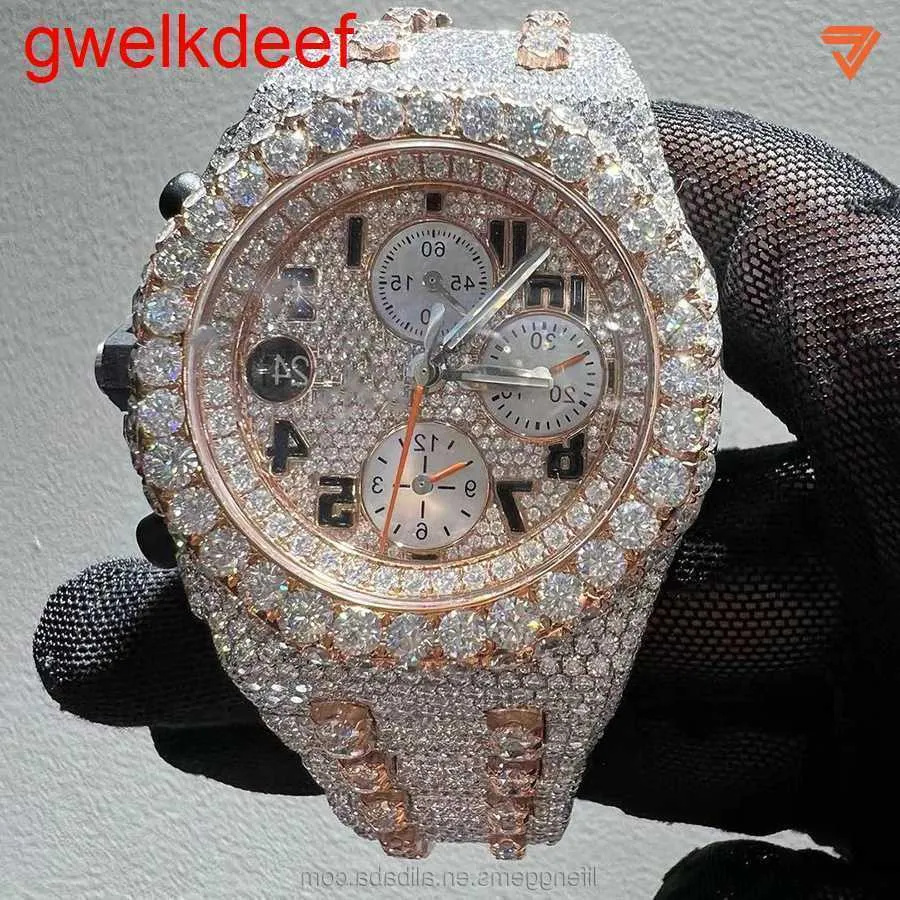 Relojes de pulsera Luxury Custom Bling Iced Out Relojes Chapado en oro blanco Moiss anite Diamond Watchess 5A replicación de alta calidad Mecánica UUJ1888