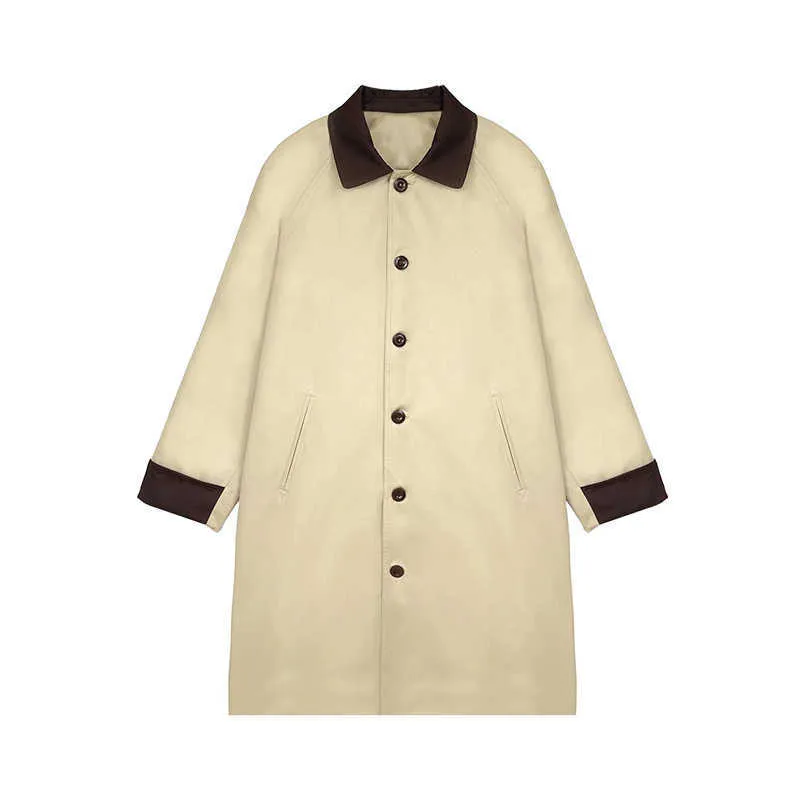 Trench coats femininos contraste meados de comprimento trench coat para o outono novo estilo design estilo leite usar manga comprida roupas femininas