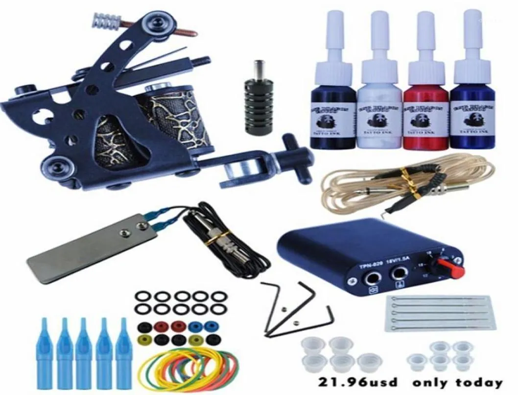 Permanent Makeup Machine Tattoo Kits 8 Wrap Coils Guns Set Black Pigment Sets Power Supply 13538834