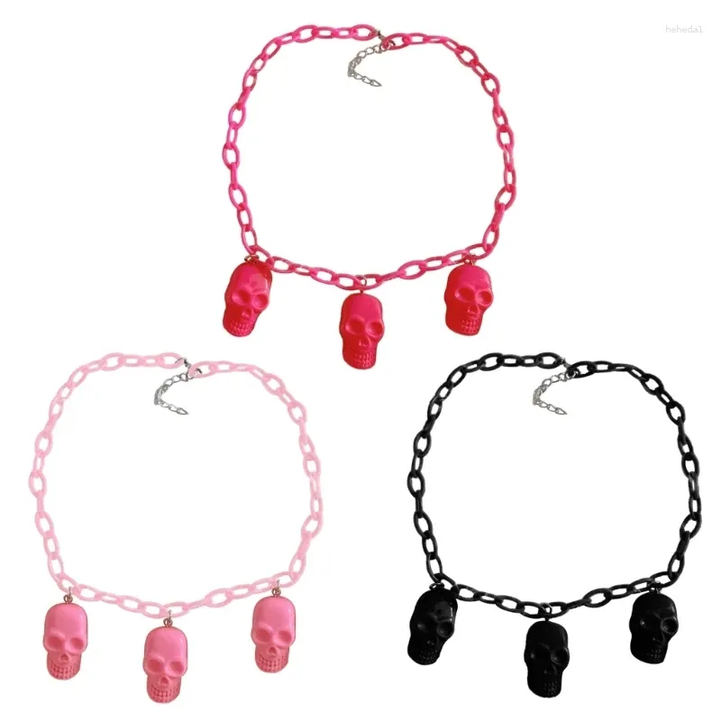 Hänge halsband gotiska choker egirl smycken rosa skalle halsband hip hop punk estetik diy