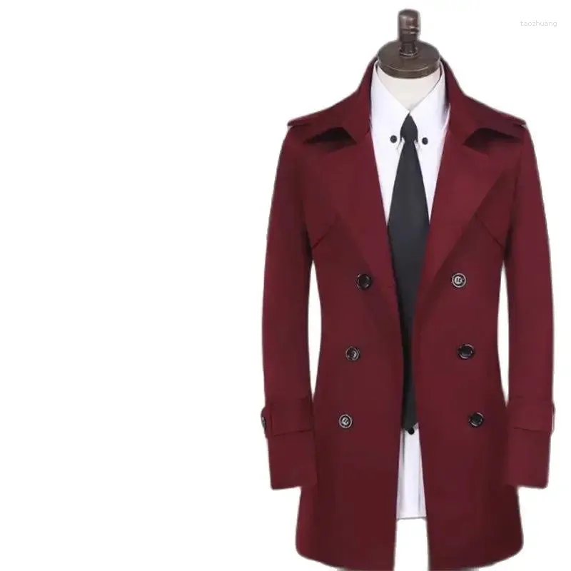 Herrgravrockar koreansk version kappa vårens höstmärke dubbelbröst mont erkek mid längd och tonårsburgund casaco jaqueta