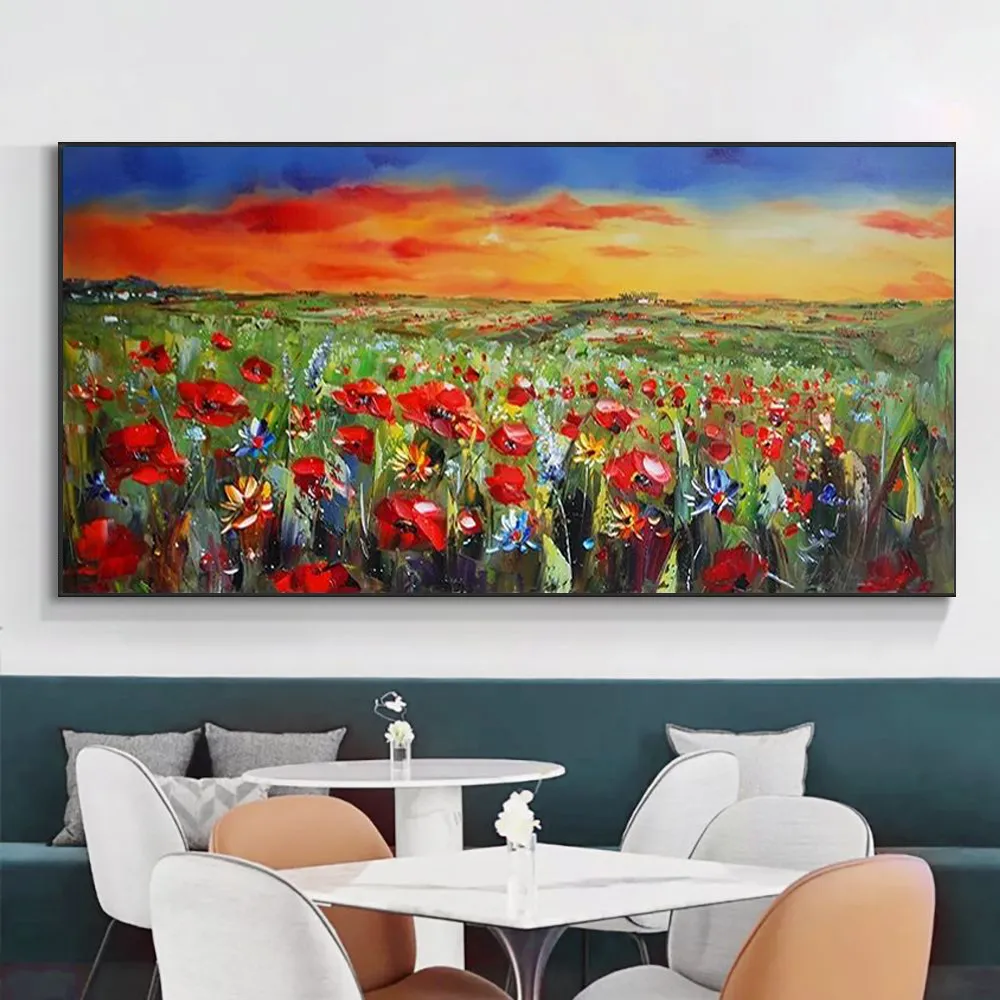 Peinture à l'huile imprimée sur toile, abstraite, fleur rouge sauvage, paysage d'arbre, peinture sur toile, imprimés modernes, affiche d'art mural, décoration de maison