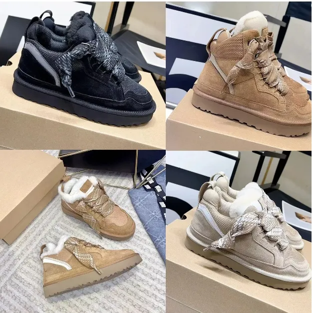 Designer Trainers Casual Shoes Sneakers Womens Baskets Sand Wool Sheepskin Winter Canvas Cold Genuine Leather Suede Runner Fall