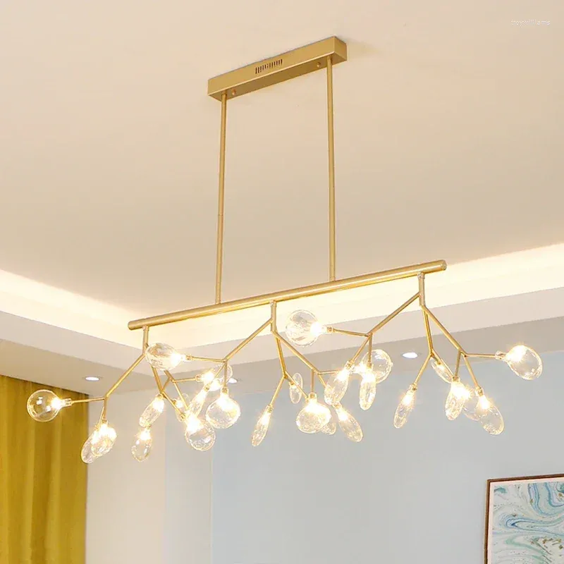 Lampadari Moderni Lampade a sospensione G4 Nero/Oro Rete Rossa Lucciola Rami Sala da pranzo/Soggiorno Lampada appesa a braccio per interni semplice e calda creativa