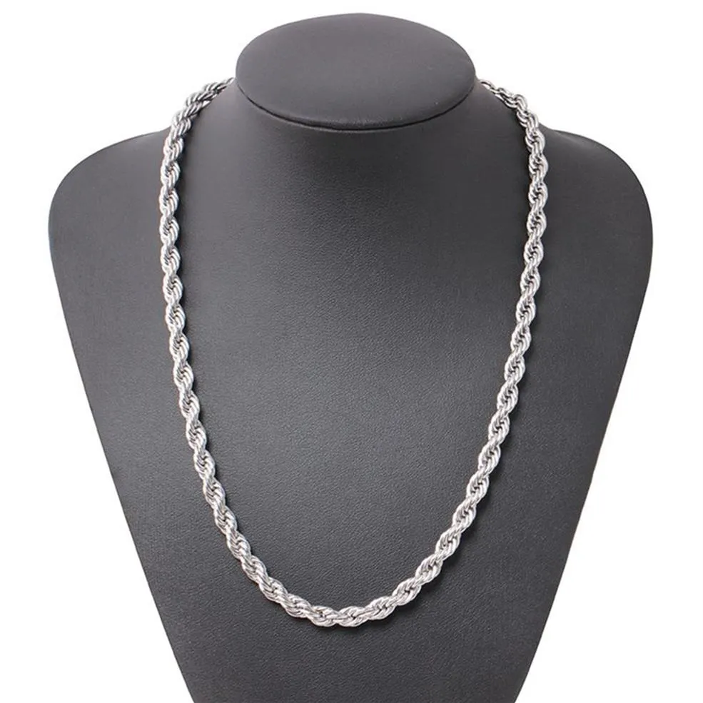 ed Rope Chain Classic Mens Jewelry 18k White Gold Filled Hip Hop Collana di gioielli di moda 24 pollici225m