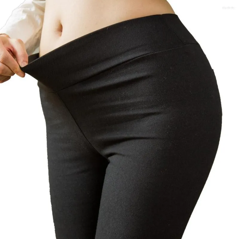 Leggings femininas Cantura alta feminina Vermelho com bolsos para mulheres Grelhas azuis azuis pretos MUJER Senhoras outono Algodão Jeggings Calças