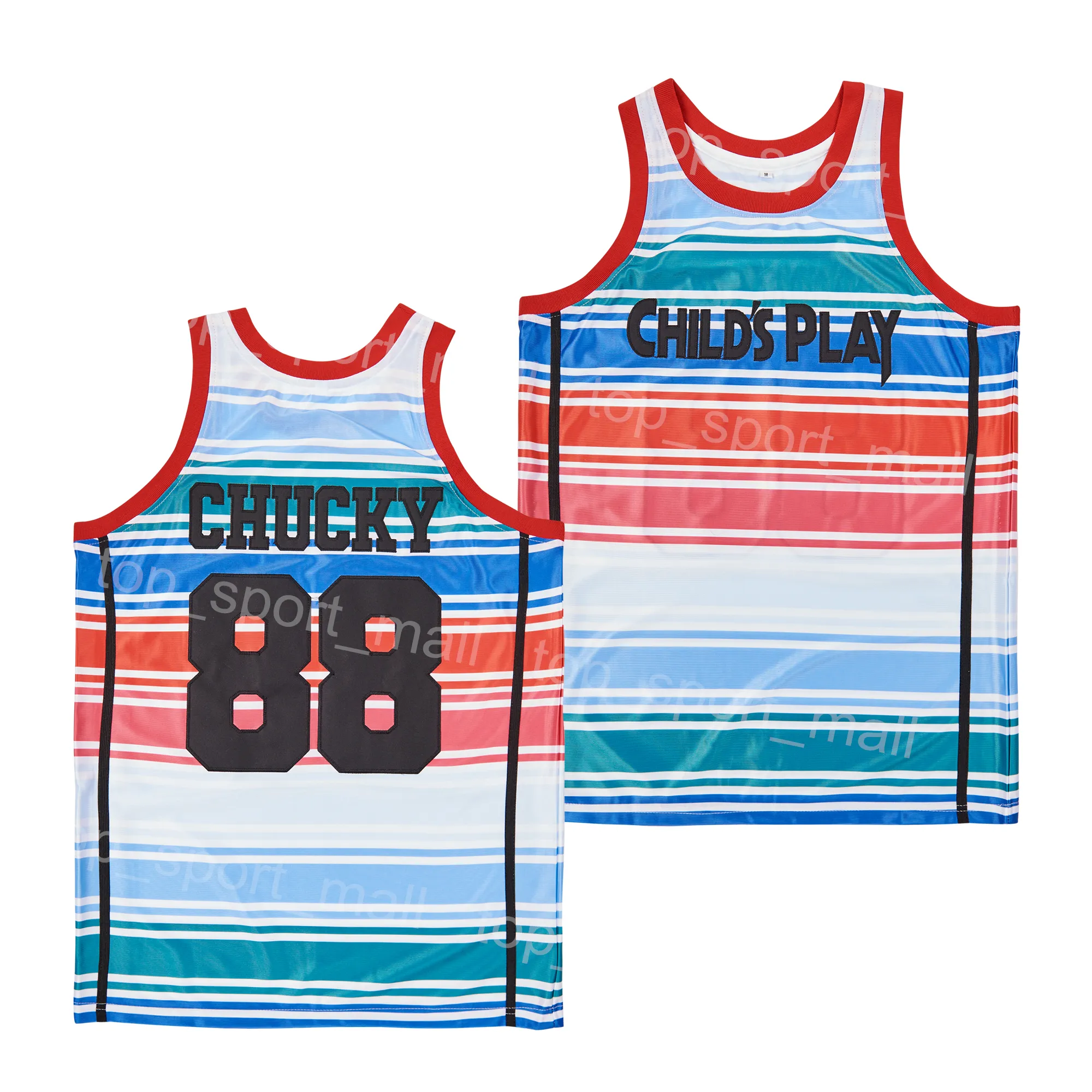 Film Basketball Film 1988 Chucky 88 Maillot de jeu pour enfant Lycée Été Respirant Rétro HipHop Pour Les Fans De Sport Chemise D'université En Pur Coton HipHop Team Blanc