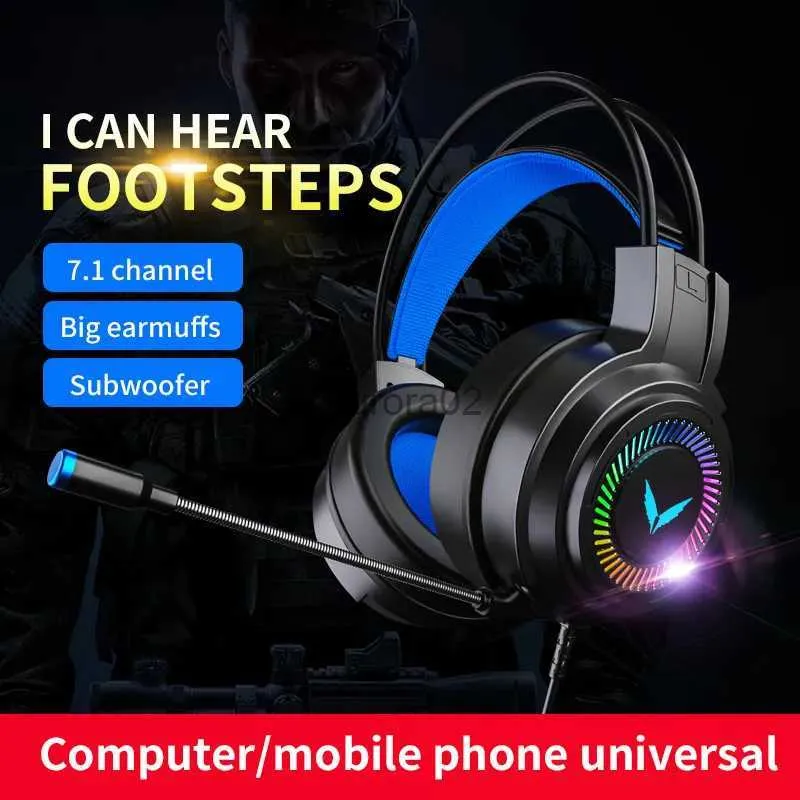 Fones de ouvido para celular G58 G60 Fone de ouvido para jogos 7.1 estéreo SVirtual Surround Bass fone de ouvido com microfone luz LED para computador PC Gamer dobrável YQ231120