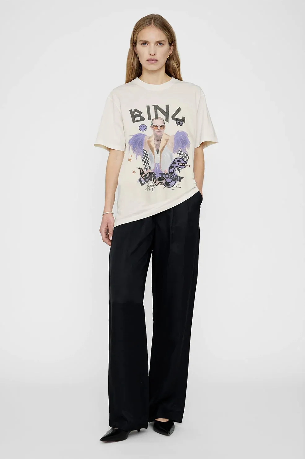 AB LILI WOMEN DESINER TEES BINGSファッションイラストコットンプリントTシャツラウンドネックTシャツ夏トップ224