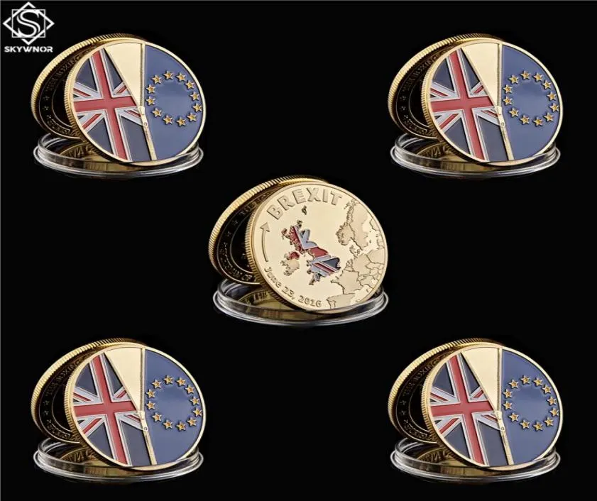 5PC UK Brexit EU Referendum Independence Craft Gold Commemorative Euro Coin With Protection Capsule2440336