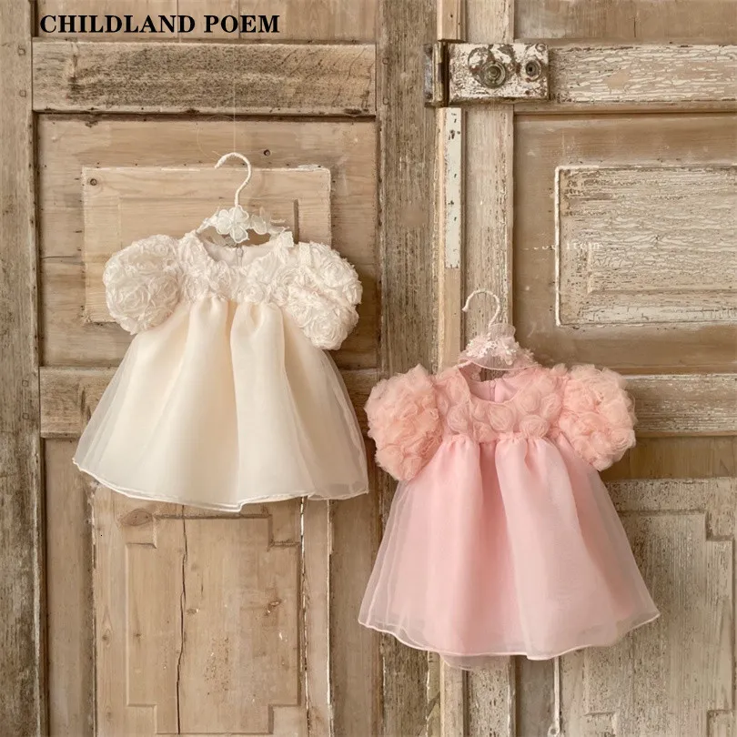 Mädchen Kleider 1. Geburtstag Party Baby Kleid Sommer Prinzessin Ein Jahr Baby Mädchen Kleid Kleidung Blume Puffärmel Kleinkind Kleider für Mädchen 230419