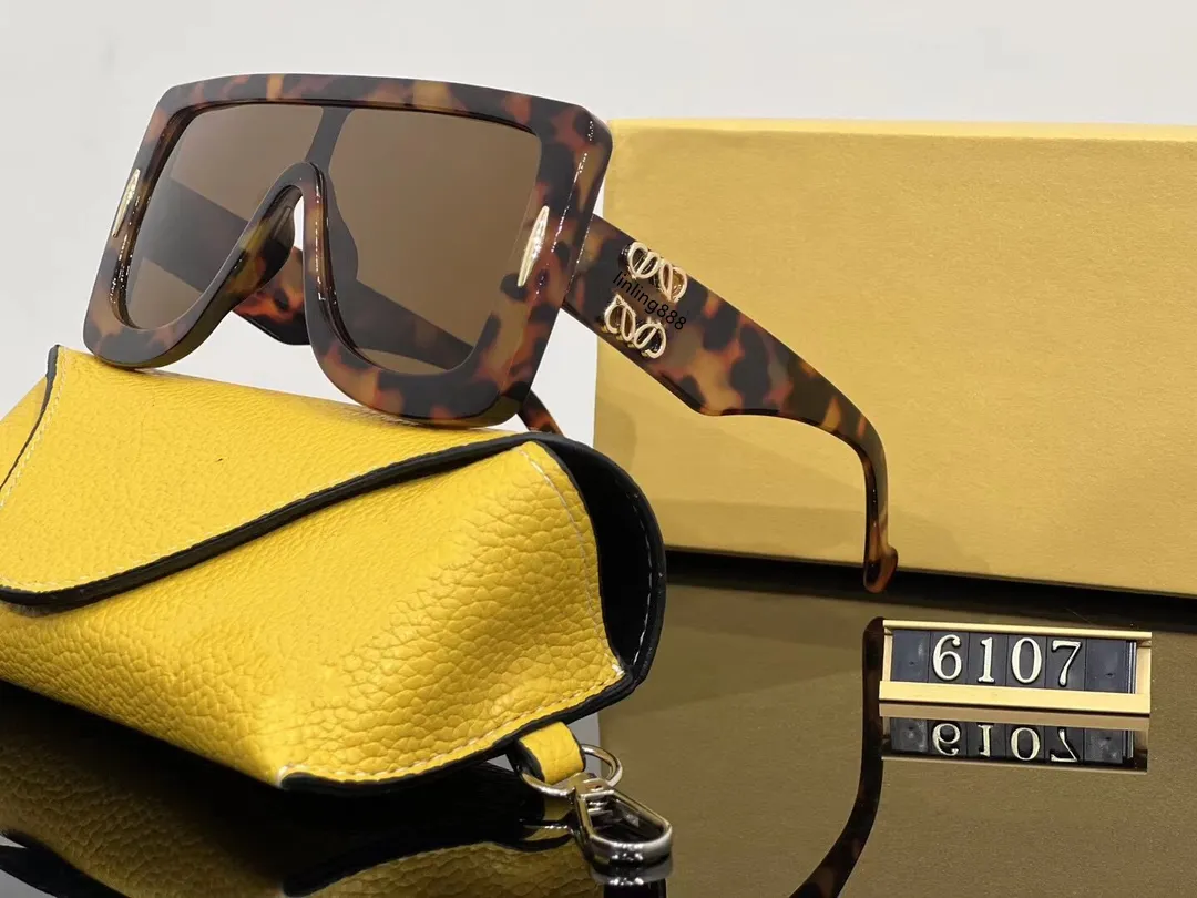 Luxury Oversize Square Solglasögon Kvinnor Vintage Big Frame Womens Sun Glasses UV Protection Eyewear Mirror Acetate Shield Solglasögon LW 6107