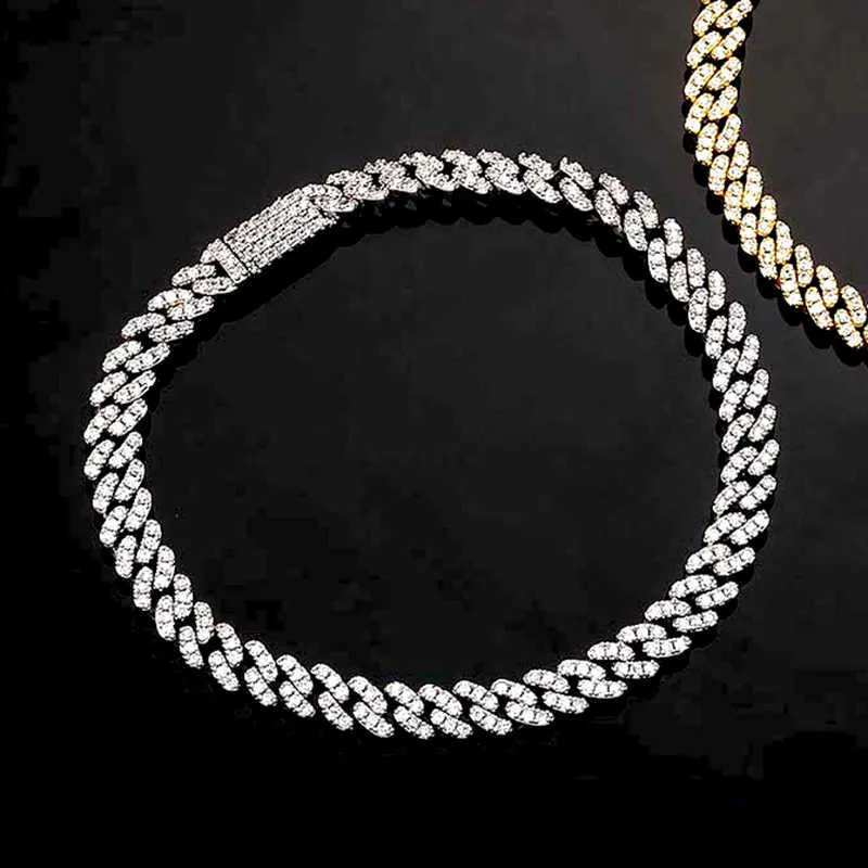 6mm Hip Hop Cuban Link Chain Bracelet Bangle Spring Buckle Curb Chains Bracelets Mens Iced Out Wristband Jewelry Miami Bijoux Full Crystal Accessories For Men Women