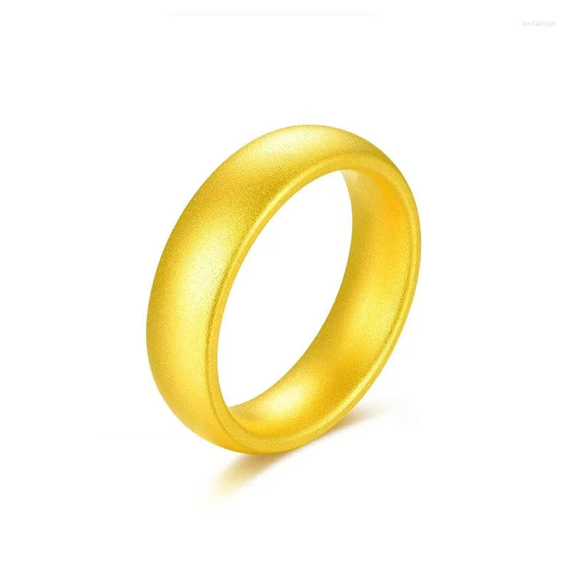 Cluster Rings 24K Yellow Gold Circle Ring Fashion Women Pure 999