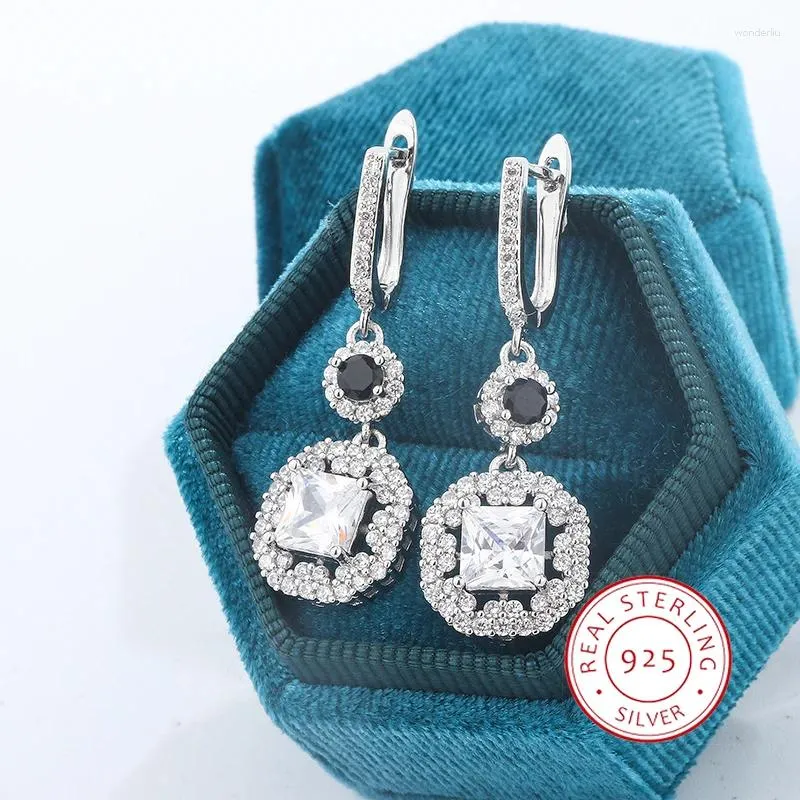 Boucles d'oreilles pendantes en argent Sterling 925 pour femmes, bijoux à pampilles longues en Zircon brillant, cadeau d'anniversaire de fête