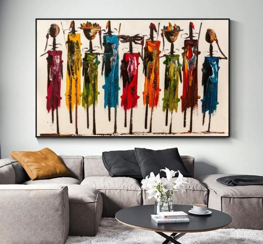 Abstract Afrikaanse vrouw olieverfschilderijen op canvas posters en prints muur kunst portret foto's voor woonkamer decor geen frame2904387