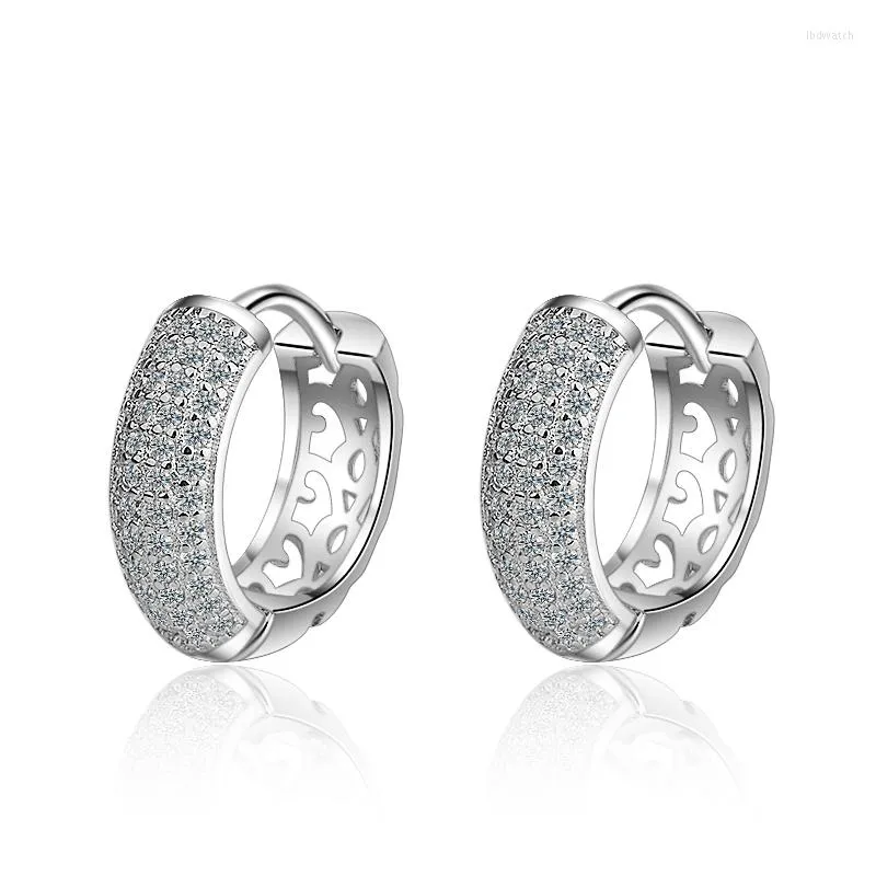 Hoopörhängen 925 Sterling Silver Diamond Ear Hoops Luxury Buckles Pave Seting Zircon For Women Wedding Engagement Jewets Gifts BSE300