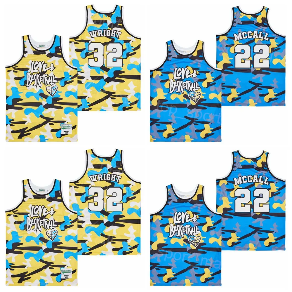 Moive Basketball Love and Quincy McCall Jersey 22 Wright 32 College Pure Cotton Retro Sport University Breattable Pullover Pensionera Team Camo High School Shirt