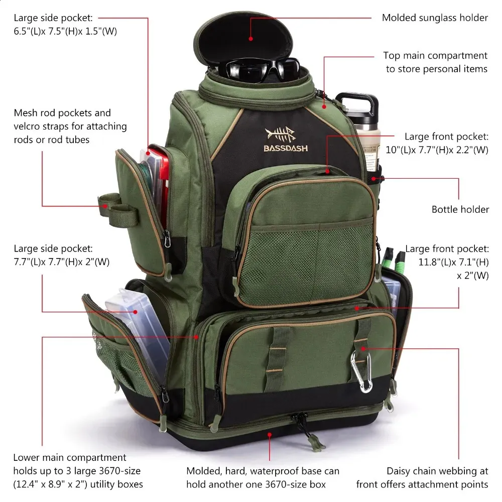 Outdoor Bags Bassdash Multifunctional Fishing Tackle Backpack Lightweight  Tactical Soft Box With Protective Rain Cover 231118 From Ren05, $45.41