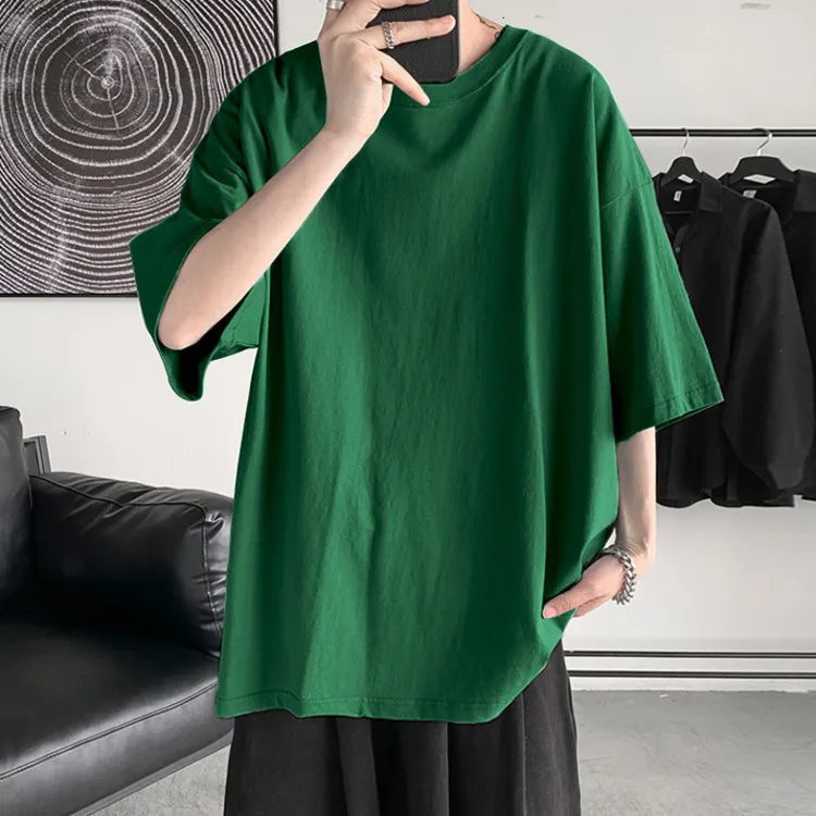 T-shirt da uomo HYBSKR T-shirt da uomo estive T-shirt manica corta tinta unita casual T-shirt oversize da uomo Harajuku Hip Hop Abbigliamento in cotone Top Tee 230419