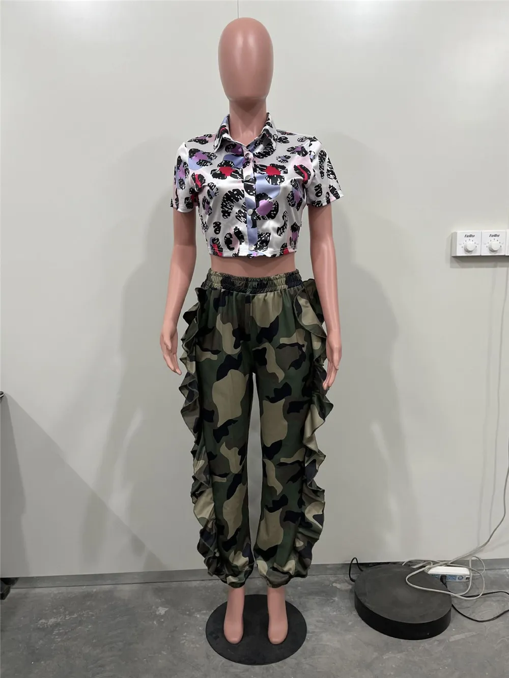 ZODLLS Pantaloni camo da donna, pantaloni cargo alla moda, mimetici, in