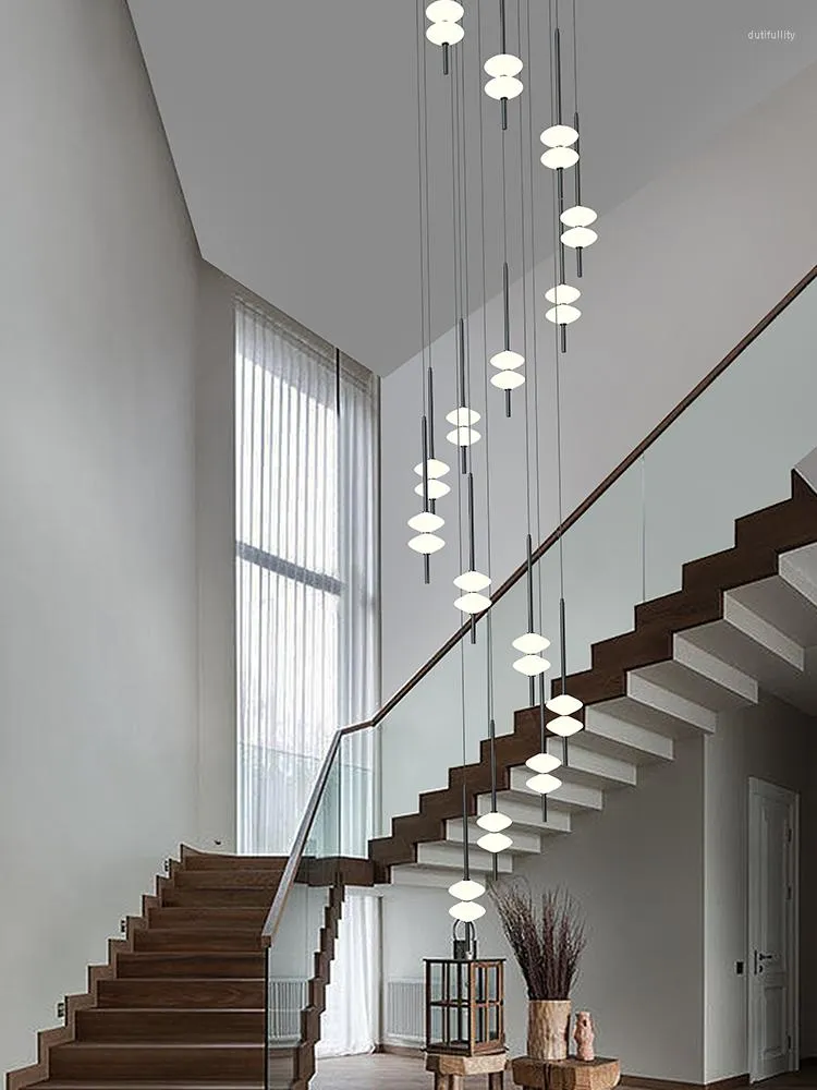 Pendant Lamps Modern LED Celling Chandelier Staircase Lamp Villa Attic Hanging Light Lighting Luminaire Stairs Suspended