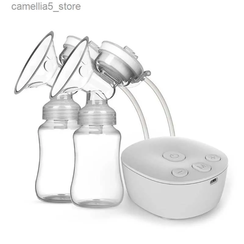 Breastpumps ZK20 Electric Double Breast Pump Kit With 2 Bottles USB Powerful Breast Massager Baby Breast Milk Extractor Q231120