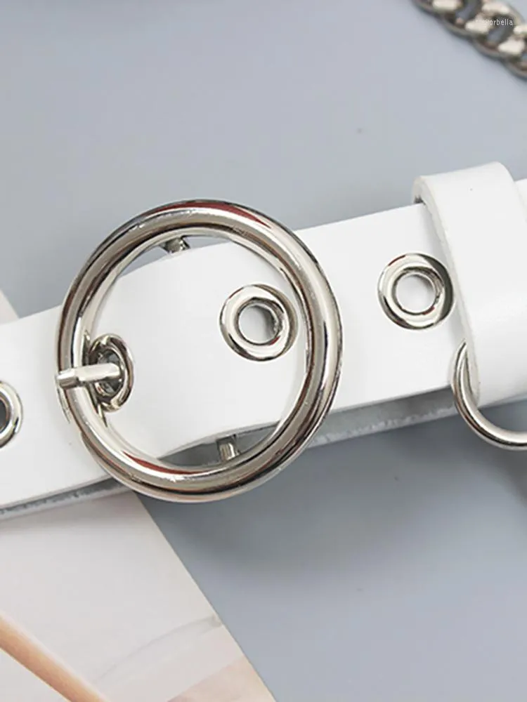 belt111 Women Pu Leather Metal Annular Hole Belt Waist Chain Devise Solid Color Adjustable Fashion Female 2023 1495