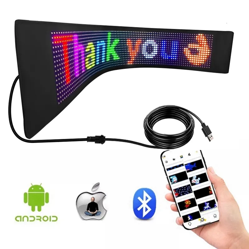 Wyświetlacz LED Bluetooth Wyświetlacz Wyświetlacz Komunikat Scrolling Scrolling Signa Ultra-cienkie elastyczne wyświetlacz samochodu LED dla sklepu reklamowy 230420