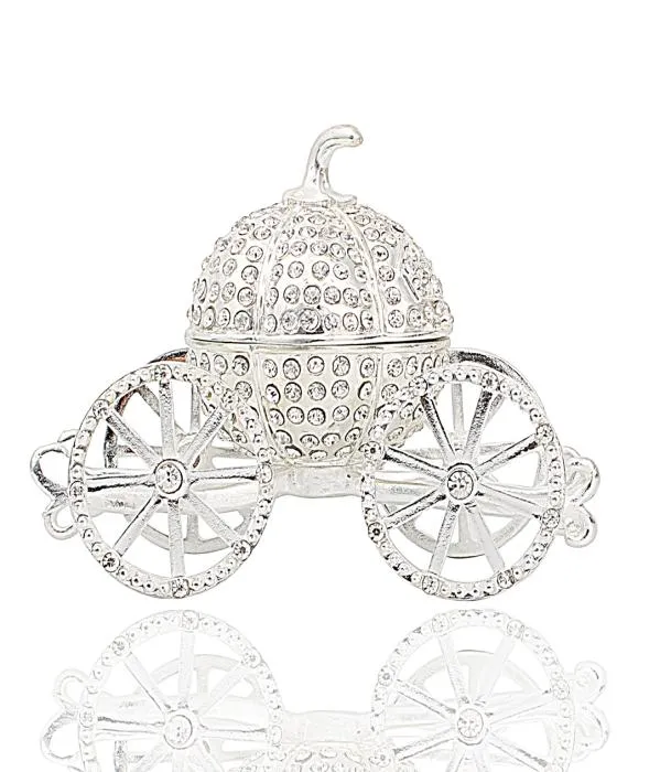 CMiracle Pumpkin Carriage Decorative Rhinestones Hinged Jewelry Trinket Box Figurine Small Jewelry Box Statue Collection2325551