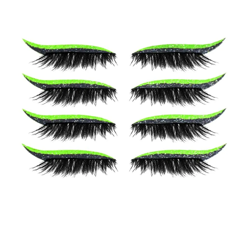 4 Par Återanvändbara False Lashes Eyeliners Lash Sticker 7 Color Waterproof Eyeliner Eyelash Stickers Lätt att använda och ta bort5835938